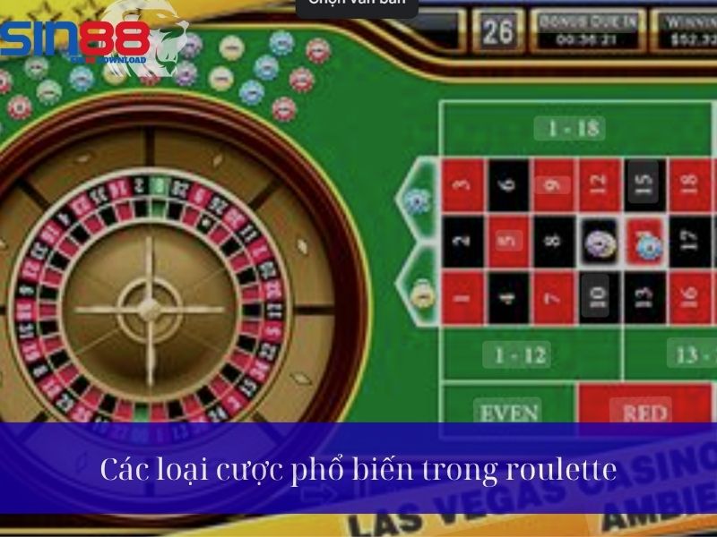 Các loại cược phổ biến trong Roulette